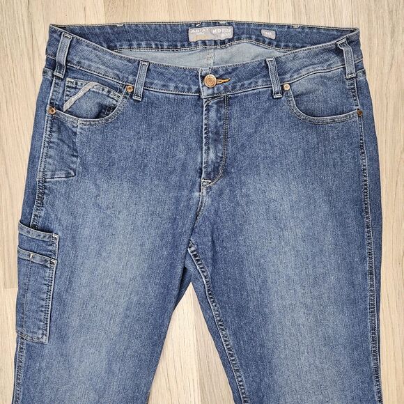 Ariat Mens Blue Mid Rise Rebar Bootcut Jeans Size 34 - Picture 3 of 16